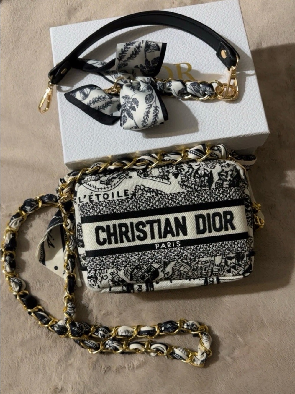 Dior Beauty Plan De Paris Embroidered Cosmetic Pouch/crossbody with 2 Chains🤩 - Picture 3 of 10